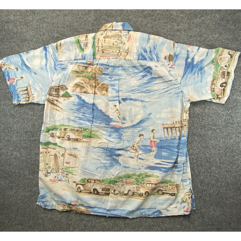 Hawaiian Cooke Street Surfing Short Sleeve Button Front Shirt Cotton Size M