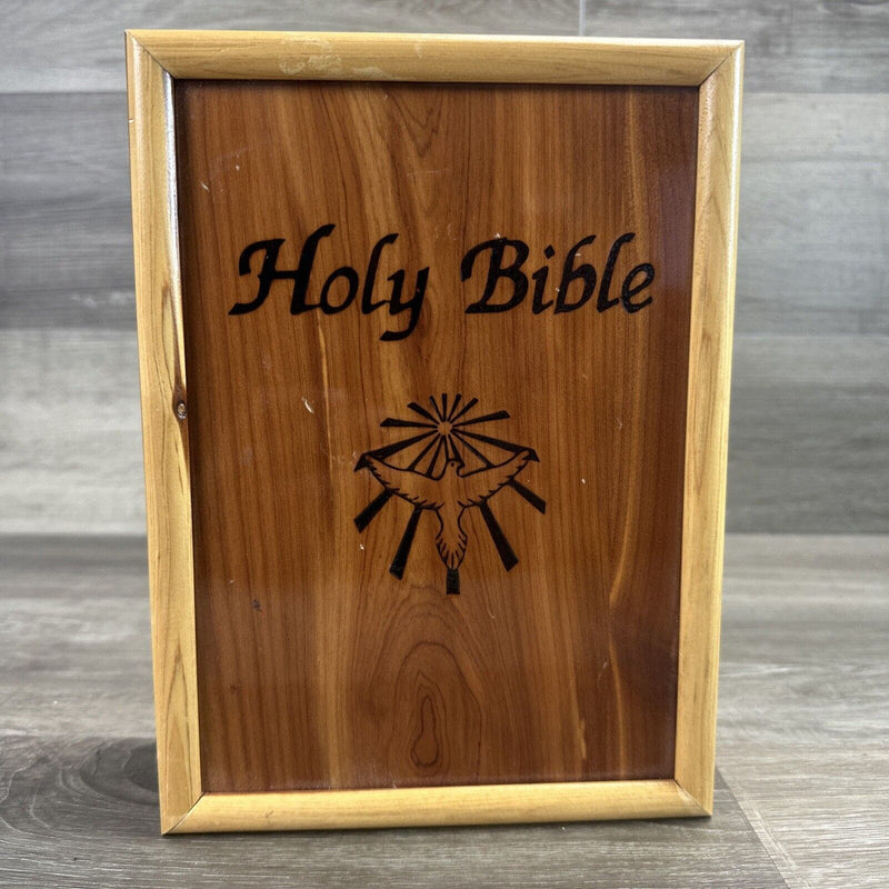 Holy Bible Dove Of Peace King James Version In Wood Cedar Box