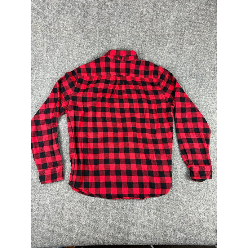 American Heritage Dawson and Brooks Slim Fit Red Plaid Flannel Shirt Mens Medium