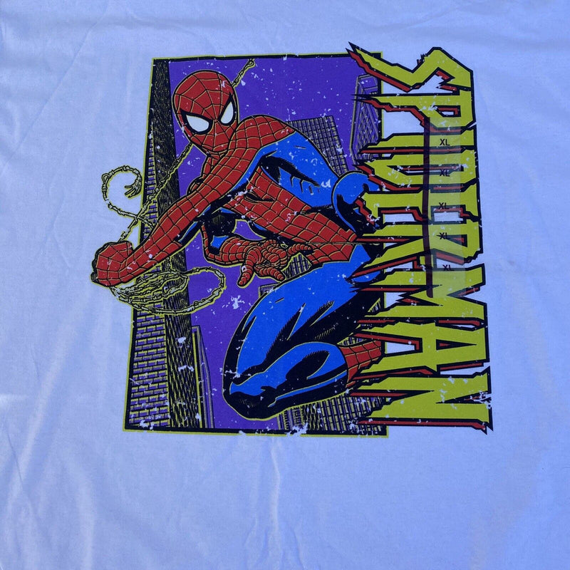 Marvel Spiderman T Shirt Graphic Logo Adult XL White Short Sleeve