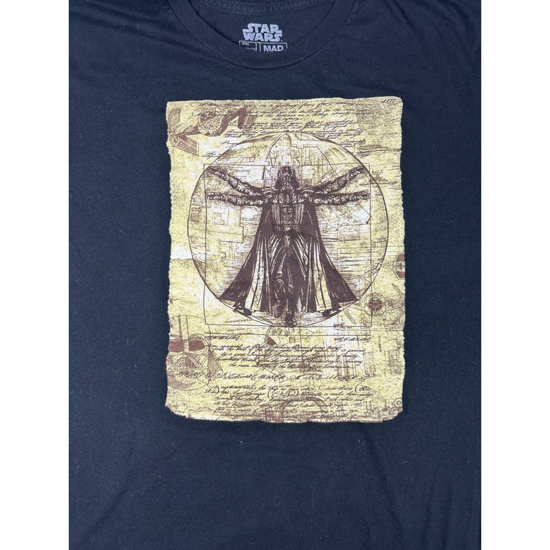 Star Wars Shirt Mens Large Black Top Darth Vader Da Vinci Cotton Crew Neck Adult