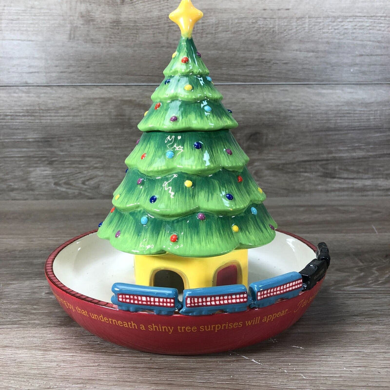 Polar Express Hallmark Ceramic Christmas Tree Candy Dish 7"