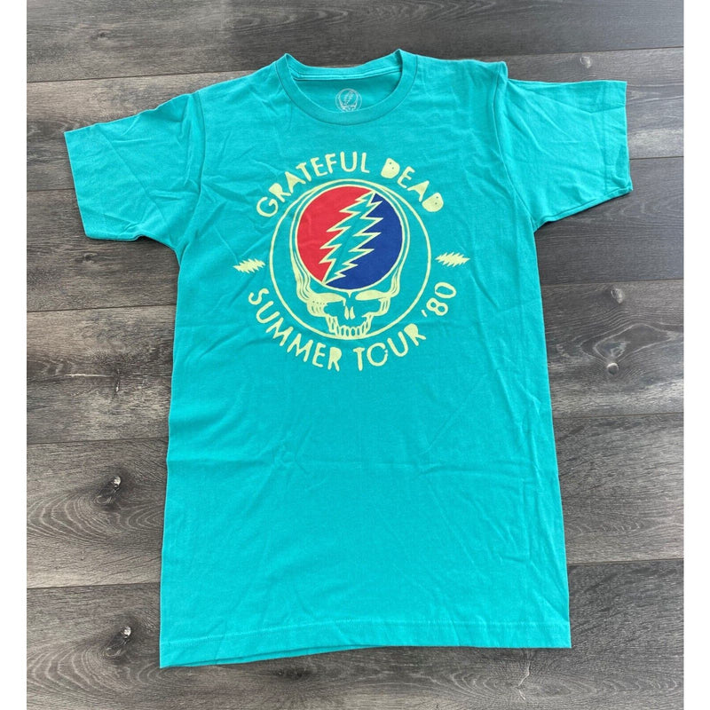 Official Grateful Dead Summer Tour 1980 T Shirt Small 34/36 Teal Short Sleeve