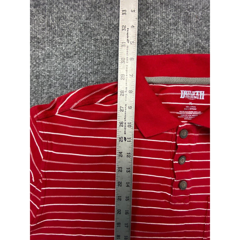 Duluth Trading Co Polo Shirt Red Striped Mens Size XL Short Sleeve