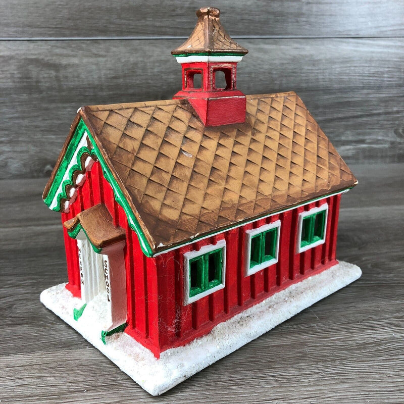 Vintage Byron Molds Ceramic House Christmas Village School House Church 1979