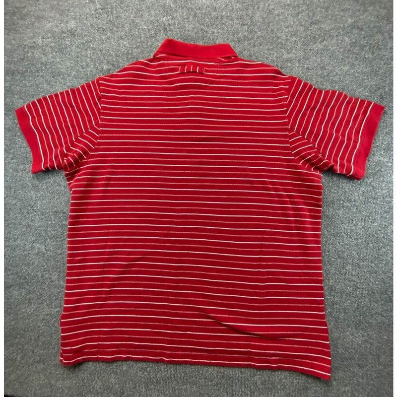 Duluth Trading Co Polo Shirt Red Striped Mens Size XL Short Sleeve