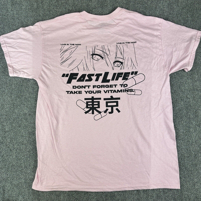 Fast Life T Shirt Mens Size Large L Pink Short Sleeve