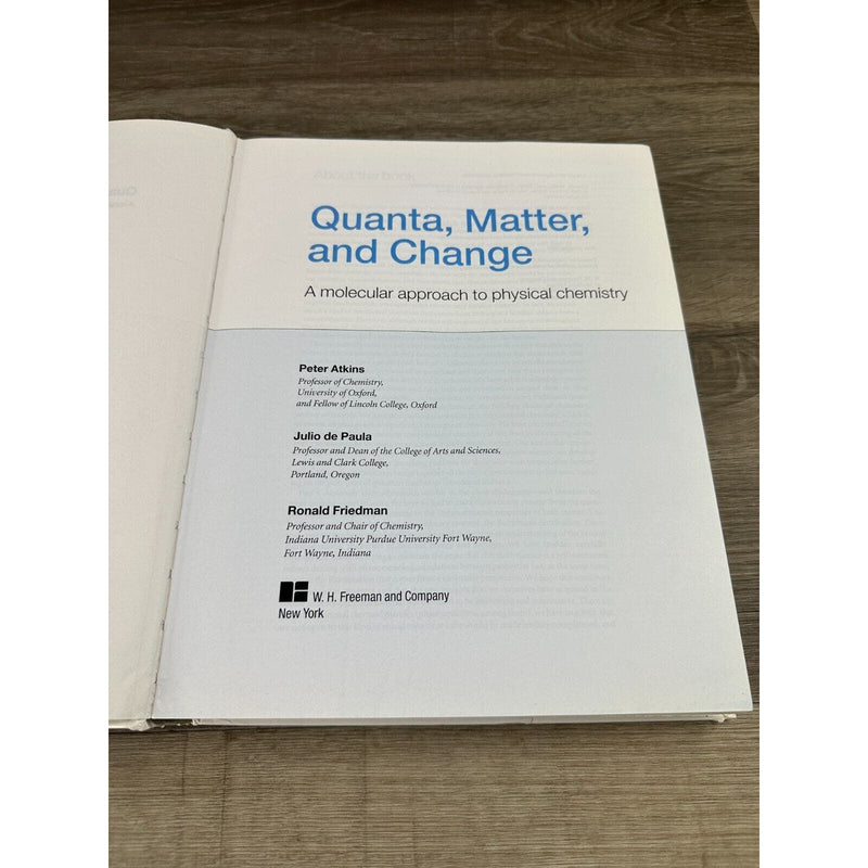 uanta Matter and Change A Molecular Approach to By Julio De Paula Hardcover Book