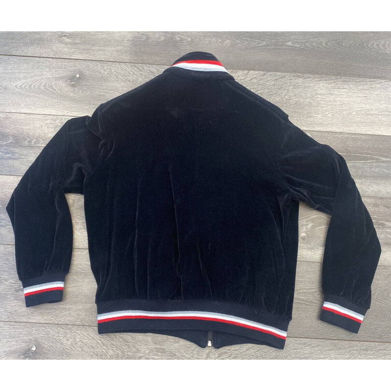 Vintage Stagwhites Velour Track Jacket Adult Womens Medium Black Red White Gray