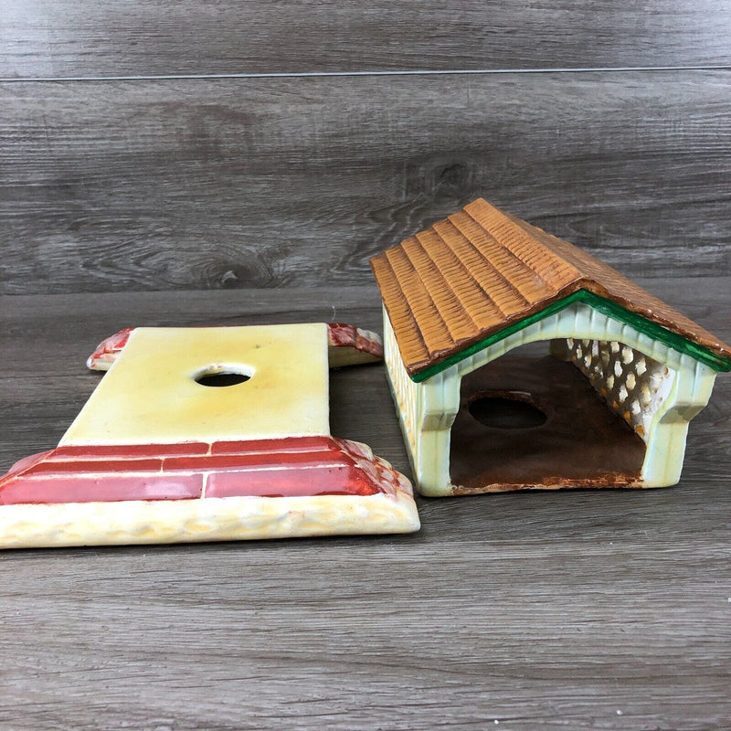 Vintage 1979 Byron Molds Christmas Village Painted Ceramic Covered Bridge