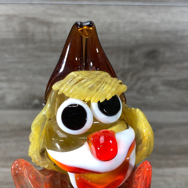 Murano Clown Paperweight With Sticker Made In Italy Art Glass Sculpture Vintage