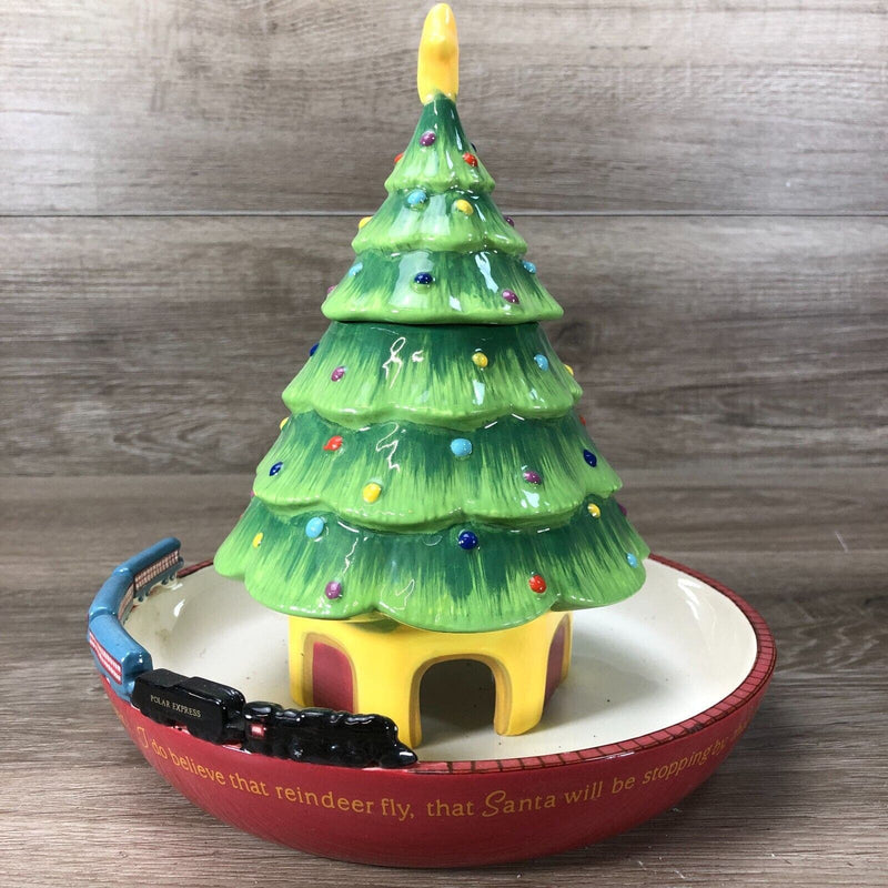 Polar Express Hallmark Ceramic Christmas Tree Candy Dish 7"