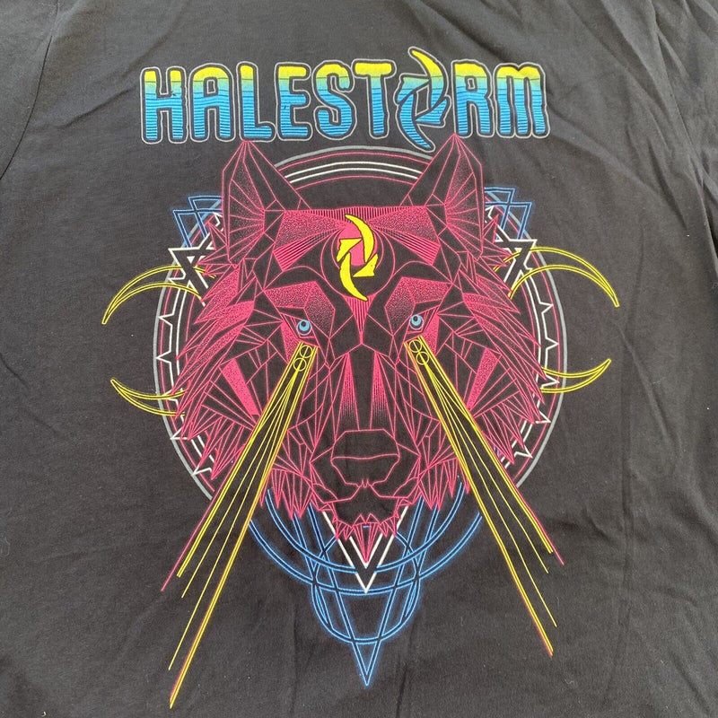 Halestorm 2019 Tour T Shirt Black Canvas Neon Wolf Adult XL Short Sleeve