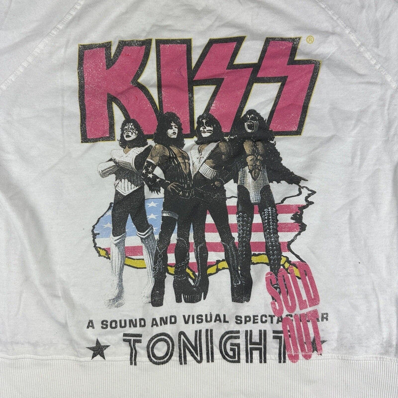 Kiss Sold Out Tour Womens Sweater Cropped Top White Long Sleeve Size XL