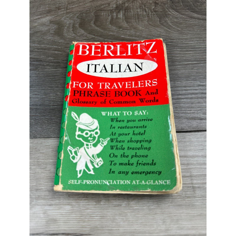 1954 Berltz Italian For Travelers Phrase Book Pocket Dictionary