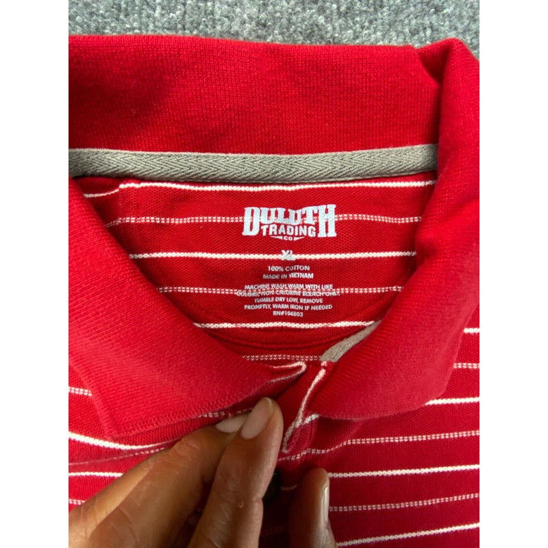 Duluth Trading Co Polo Shirt Red Striped Mens Size XL Short Sleeve