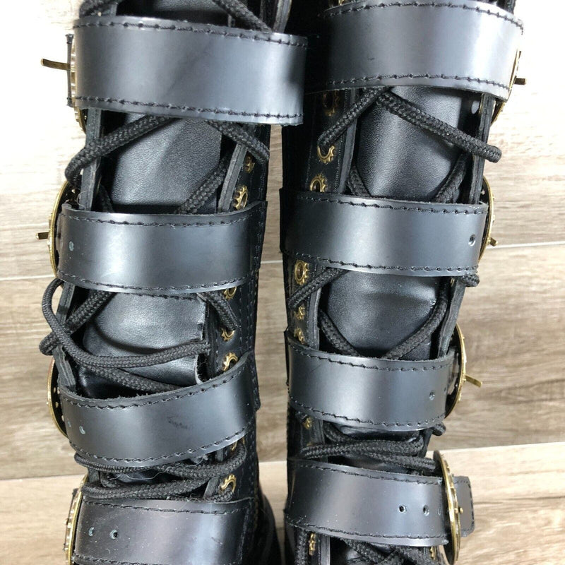 Demonia Black Steam-20 Steampunk Zip-Up Combat Boots Women’s Size 4