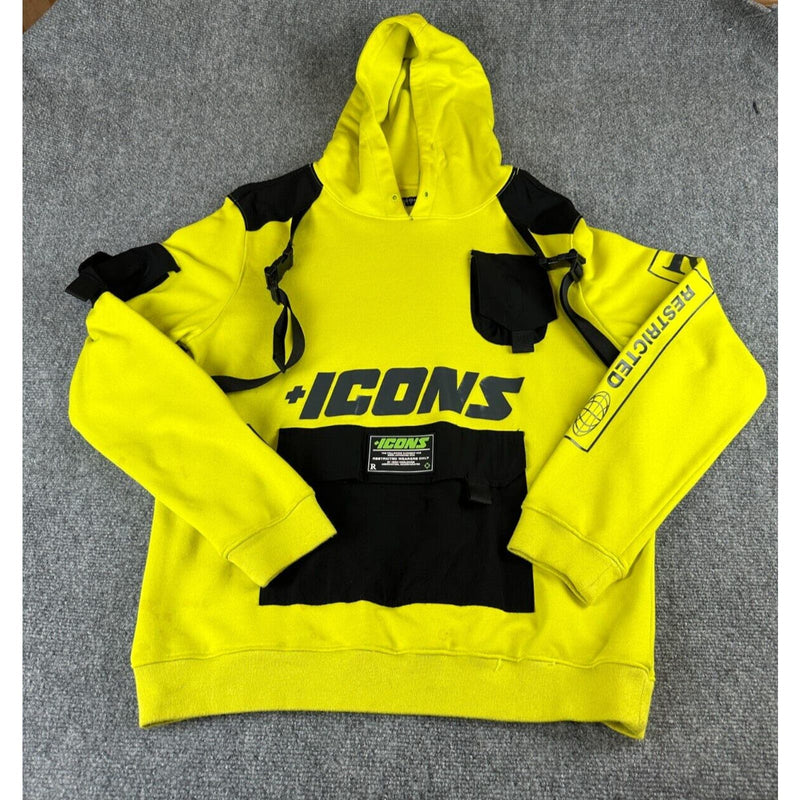 Icons Neon Pullover Hoodie Sweater Outer Many Pockets Hudsons Adult Size L