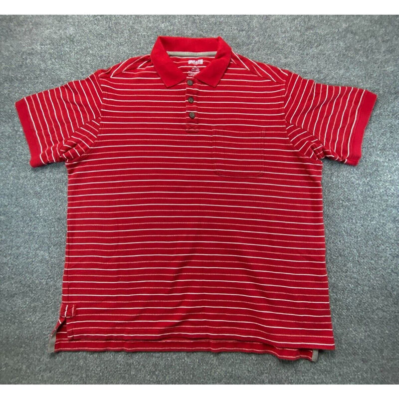 Duluth Trading Co Polo Shirt Red Striped Mens Size XL Short Sleeve