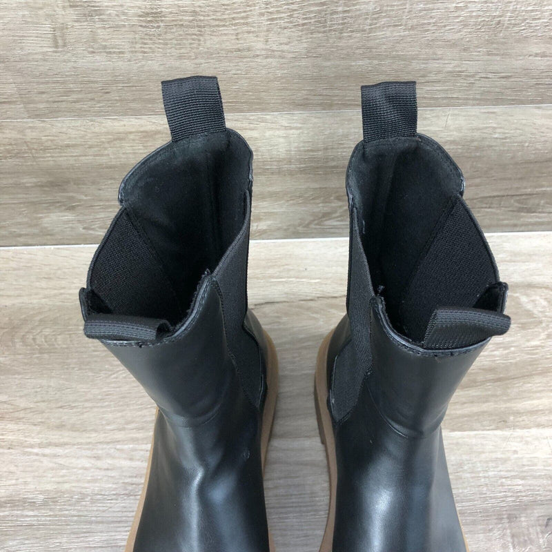 H&M Women's Chelsea Boots Black with Dark Beige Lug Sole Size 9