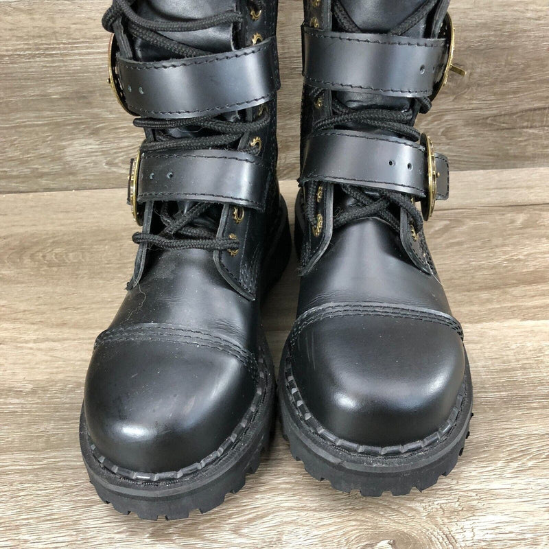 Demonia Black Steam-20 Steampunk Zip-Up Combat Boots Women’s Size 4