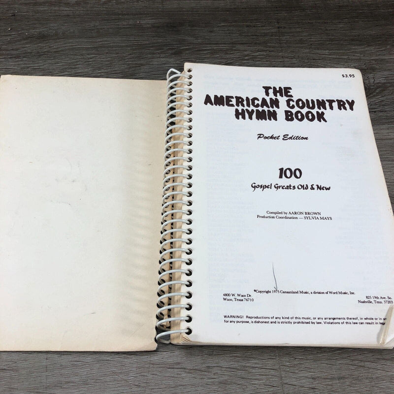 The American Country Hymn Book Pocket Edition Songbook Comp. By Aaron Brown