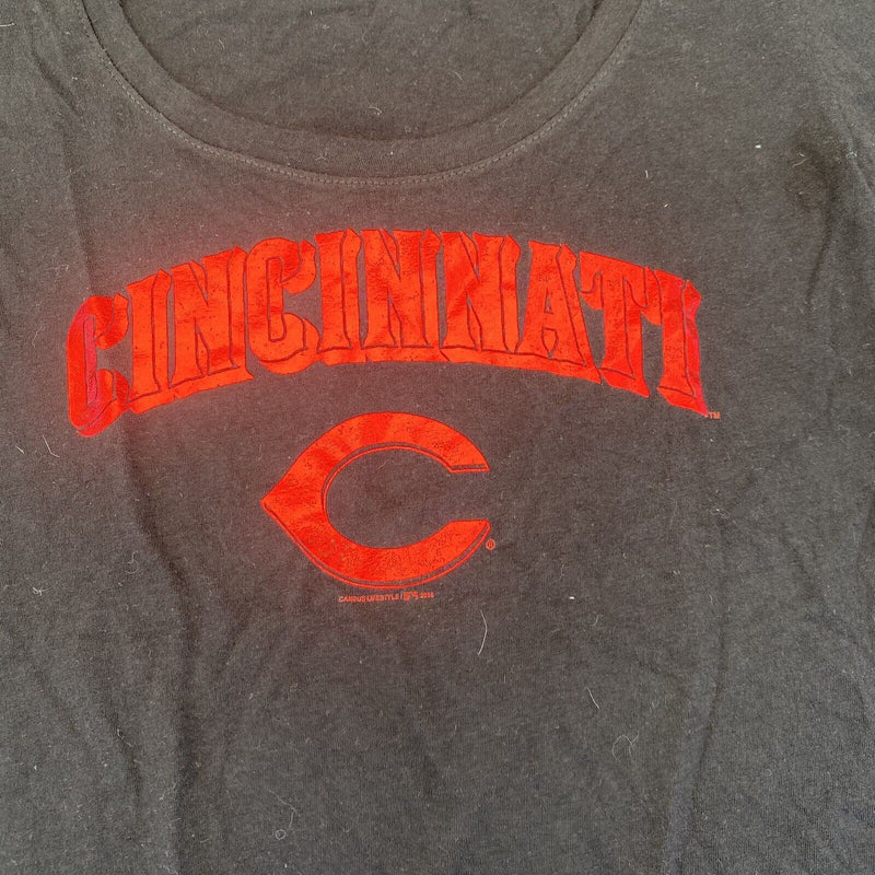 Genuine Merchandise MLB Cincinnati Reds T Shirt Women Adult S Black Short Sleeve