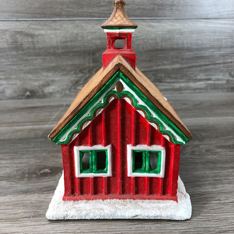 Vintage Byron Molds Ceramic House Christmas Village School House Church 1979