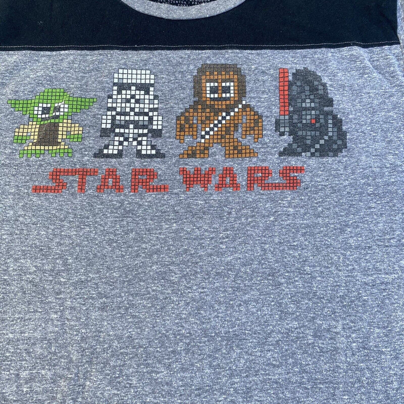 Star Wars 8 Bit Character Graphic T Shirt Adult XL Gray Short Sleeve