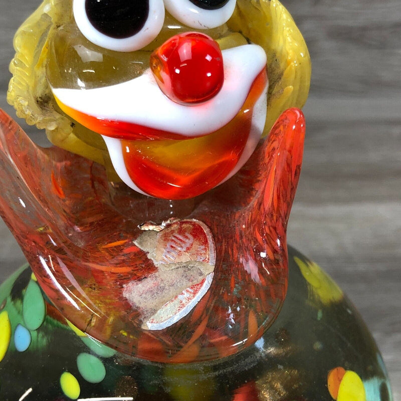 Murano Clown Paperweight With Sticker Made In Italy Art Glass Sculpture Vintage