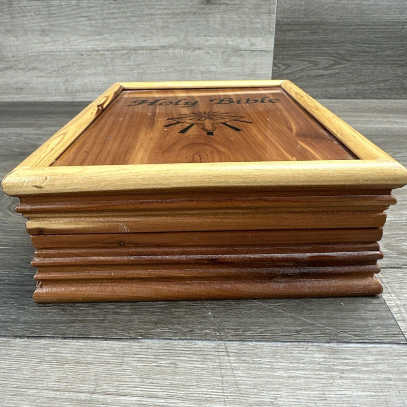 Holy Bible Dove Of Peace King James Version In Wood Cedar Box