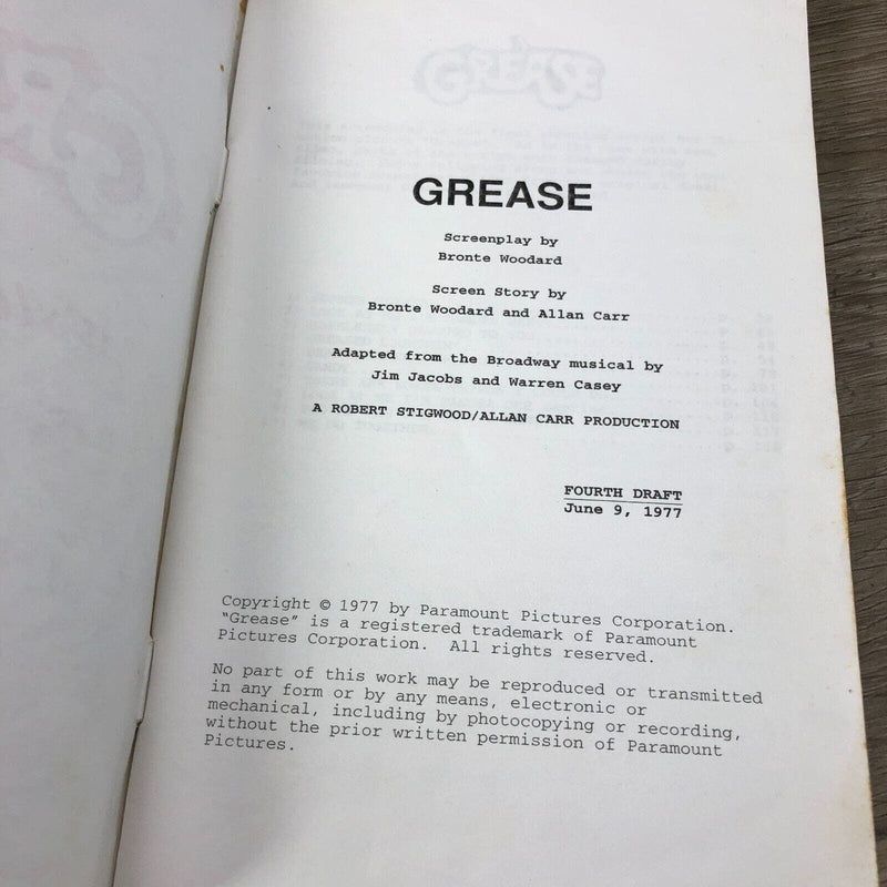 Grease is Still the Word Screenplay Brontë Woodard Alan Carr 4th Draft 1977