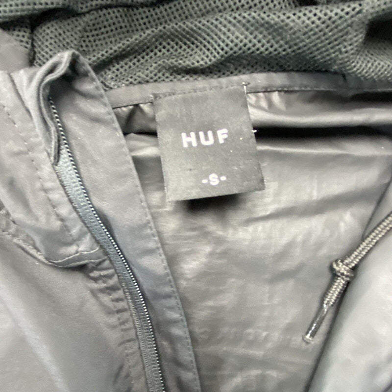 HUF Worldwide Tour Windbreaker Anorak Jacket Men S Black Front Zipper Pocket