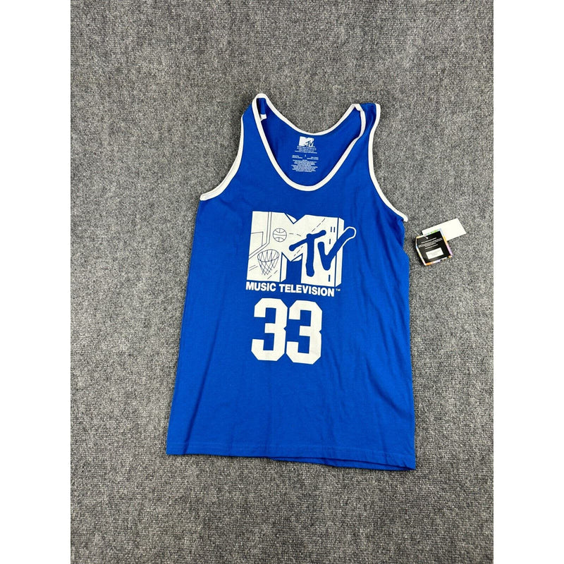 MTV Mens Shirt Tank Top Sleeveless Royal Blue Basketball